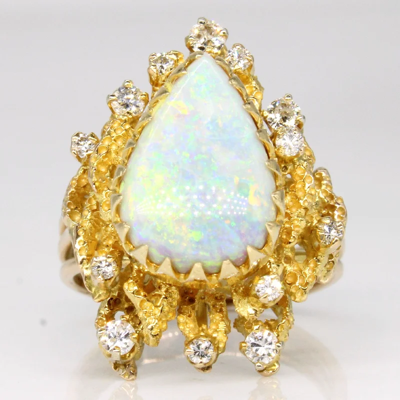 women’s cubic zirconia rings -Opal & Diamond Freeform Ring | 2.40ct, 0.33ctw | SZ 7.75 |