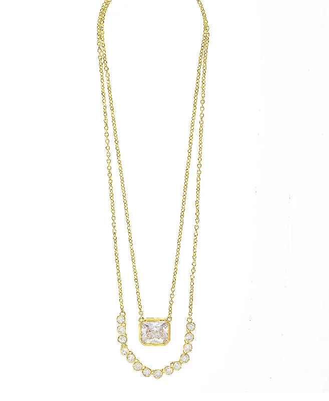 men’s and women’s matching necklaces -elegant gold necklaces for women -Layered Necklace w/ Crystals