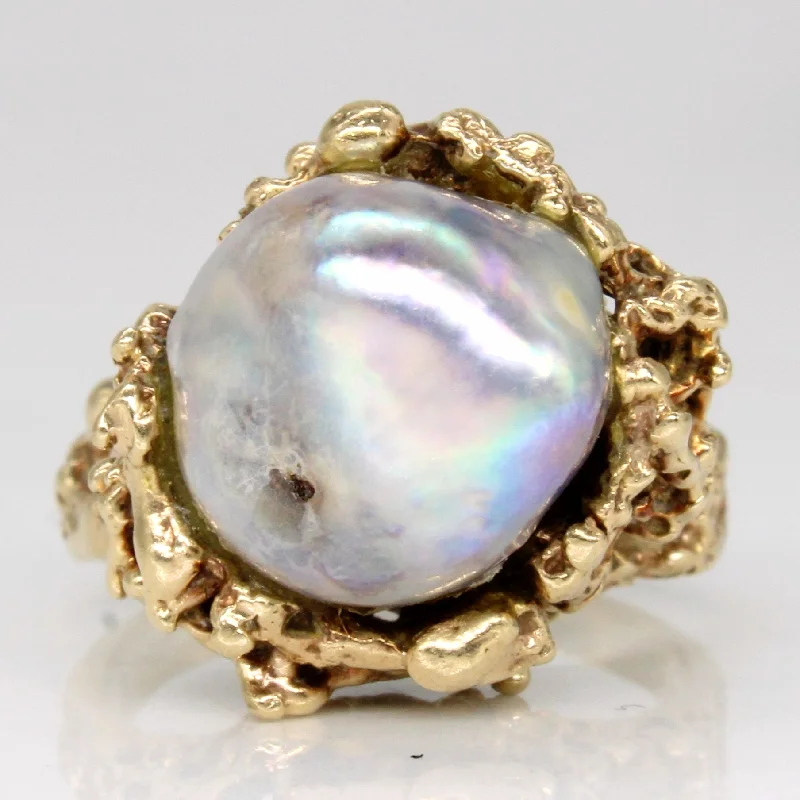 vintage style rings for women -Baroque Pearl Freeform Ring | SZ 6.75 |