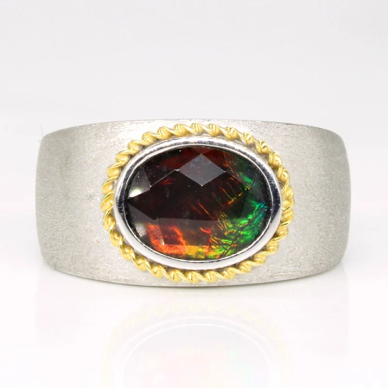 handmade rings for women -Ammolite Cocktail Ring | 1.70ct | SZ 6 |