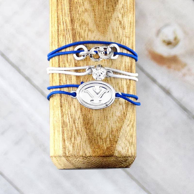 luxurious diamond bracelets -BYU Logo Elastic Bracelet Set