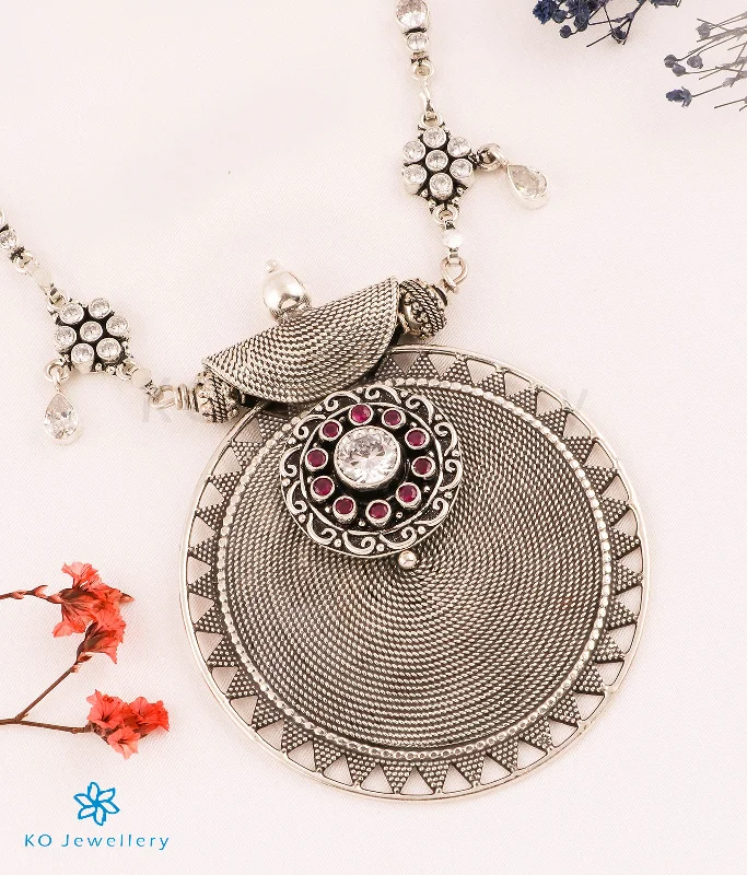 heart-shaped necklaces for women -diamond pendant necklaces for women -The Dyutita Silver Antique Gemstone Necklace