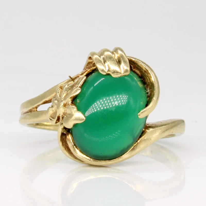 designer engagement rings for women -Chrysoprase Cocktail 10k Ring | 2.20ct | SZ 4.5 |