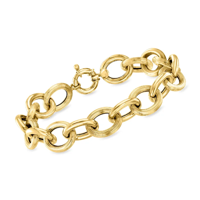 elegant crystal bracelets for women -Ross-Simons Italian 18kt Gold Over Sterling Cable-Link Bracelet