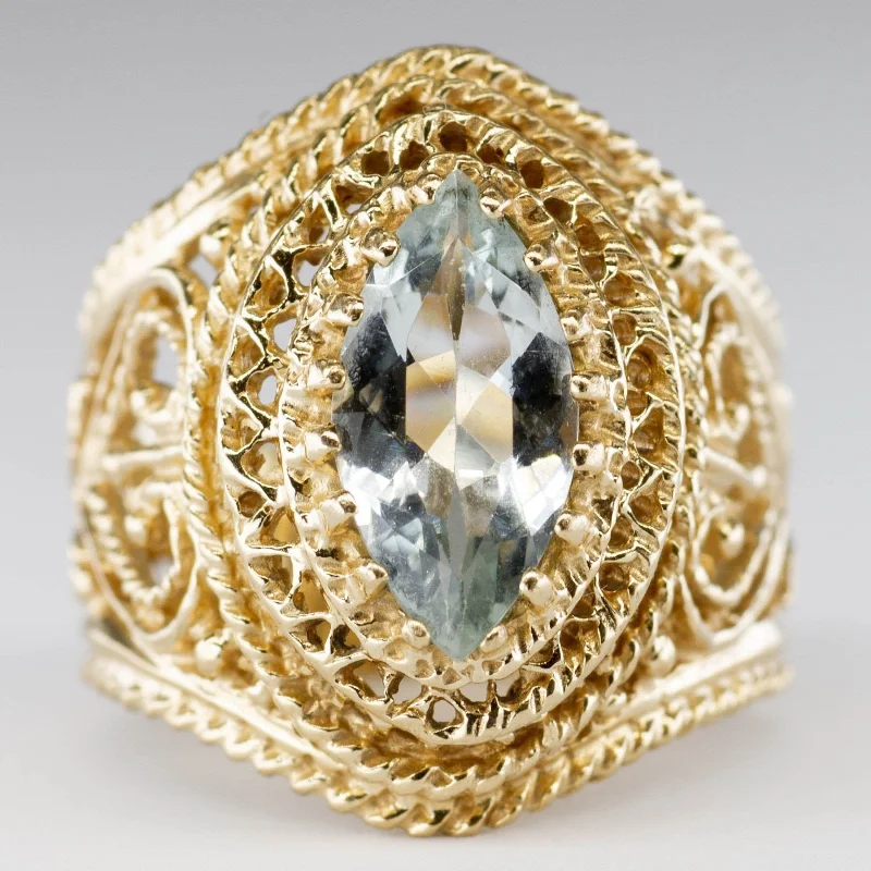 vintage gemstone rings for women -10k Yellow Gold Aquamarine Ring | 1.00ct | SZ 5.5