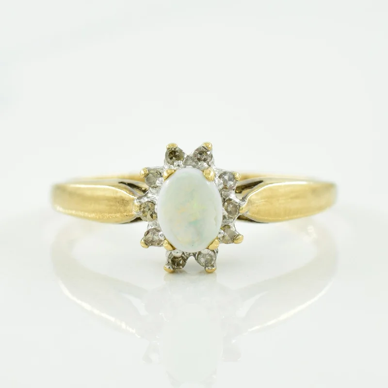 engagement rings for women -Opal & Diamond Ring | 0.20ct, 0.05ctw | SZ 7 |