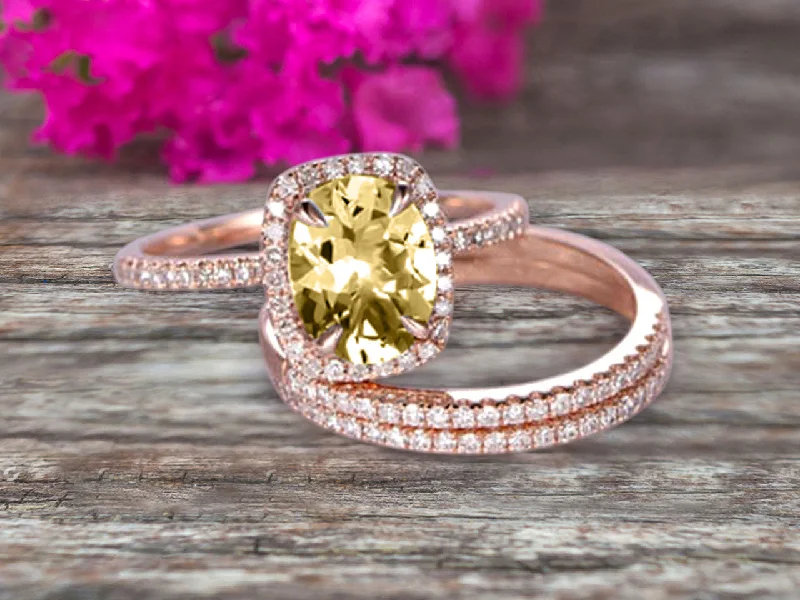 affordable diamond engagement rings -affordable diamond engagement rings -2 Carat Oval Cut Champagne Diamond Moissanite Engagement Ring 10k Rose Gold With Matching Band