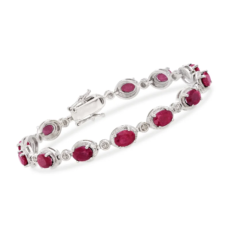 elegant gold bangles for women -Ross-Simons Ruby Bracelet in Sterling Silver