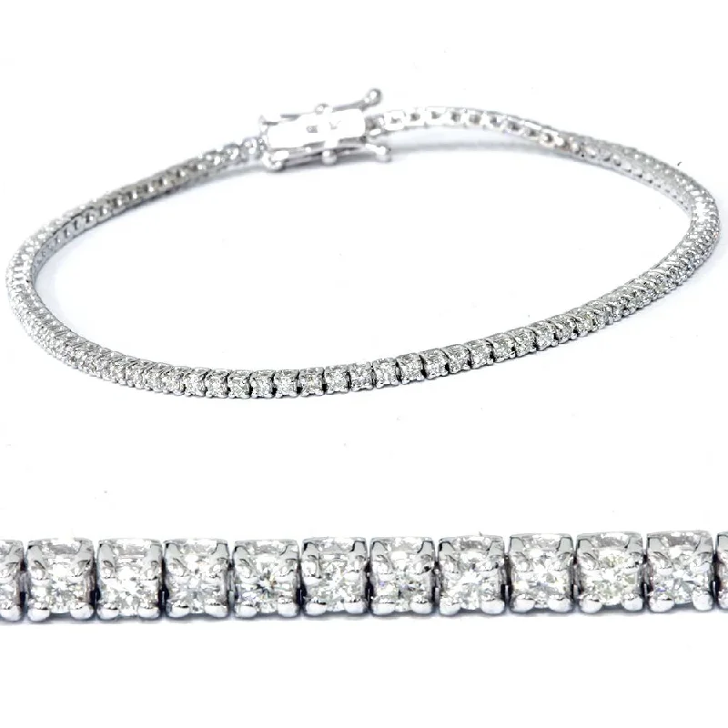 women’s tennis bracelets -1ct Lab Created Diamond Tennis Bracelet 18K White Gold 7" Double Lock Clasp