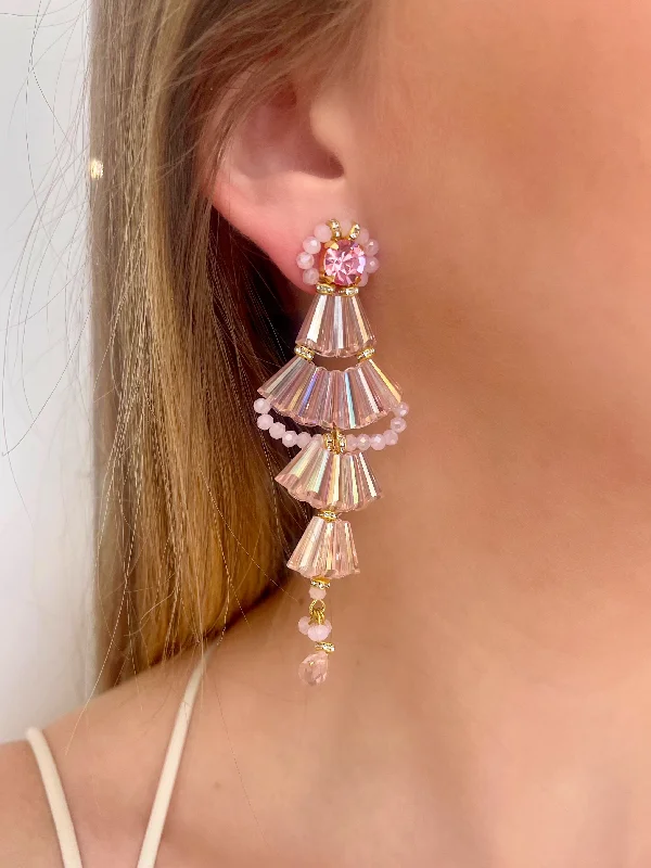 women’s birthstone earrings -stud and hoop earrings for women -Pink Brielle Earrings