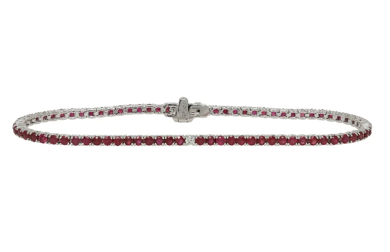 custom bracelet sets for women -Diana M. 3.48 Carat Ruby and Diamond Bracelet