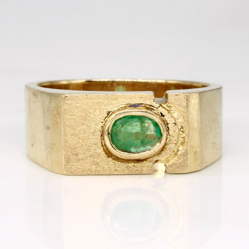 designer rings for women -10k Yellow Gold Oval Cut Emerald Ring | 0.27ct | SZ 9.75 |