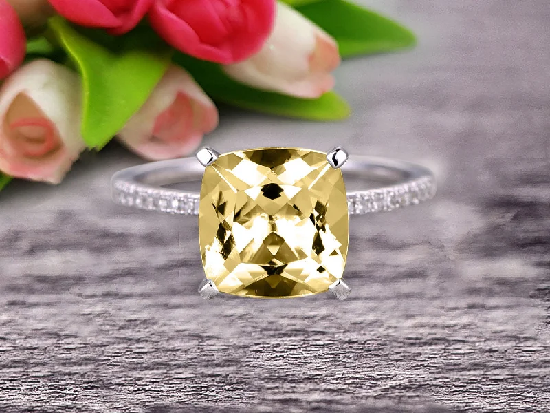 yellow gold engagement rings -yellow gold engagement rings -1.25 Carat Cushion Champagne Diamond Moissanite Engagement Ring on 10k White Gold