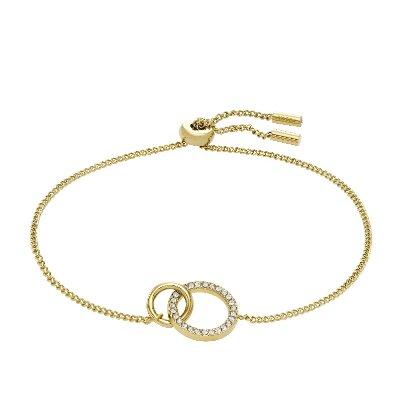 multi-layered bangles for women -Fossil Women's Hazel Icons Gold-Tone Stainless Steel Chain Bracelet