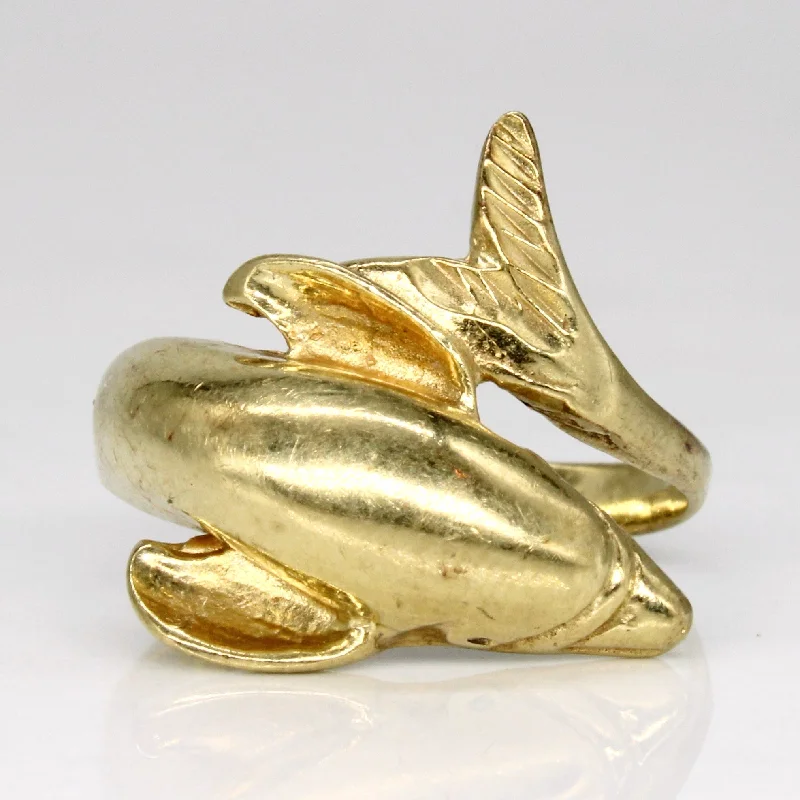 statement rings for women -14k Yellow Gold Dolphin Ring | SZ 7 |