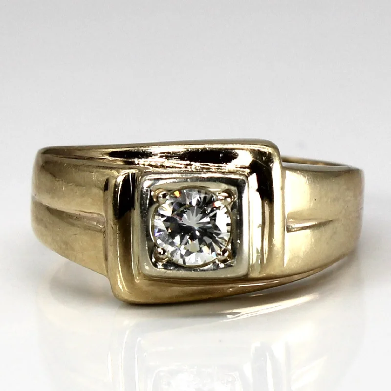 luxury rings for women -Solitaire Diamond Yellow Gold Ring | 0.50ct VS2 G/H | SZ 11 |