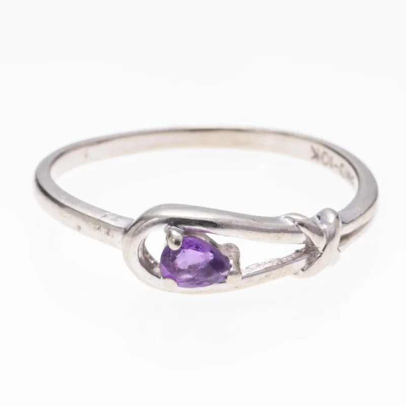 heart-shaped rings for women -10K Yellow Gold Amethyst Ring | 0.15ct | SZ 5.75