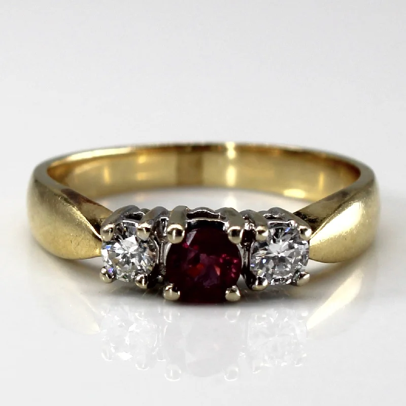 vintage wedding rings for women -Three Stone Diamond & Ruby Ring | 0.20ctw | 0.28ctw | SZ 6.75 |