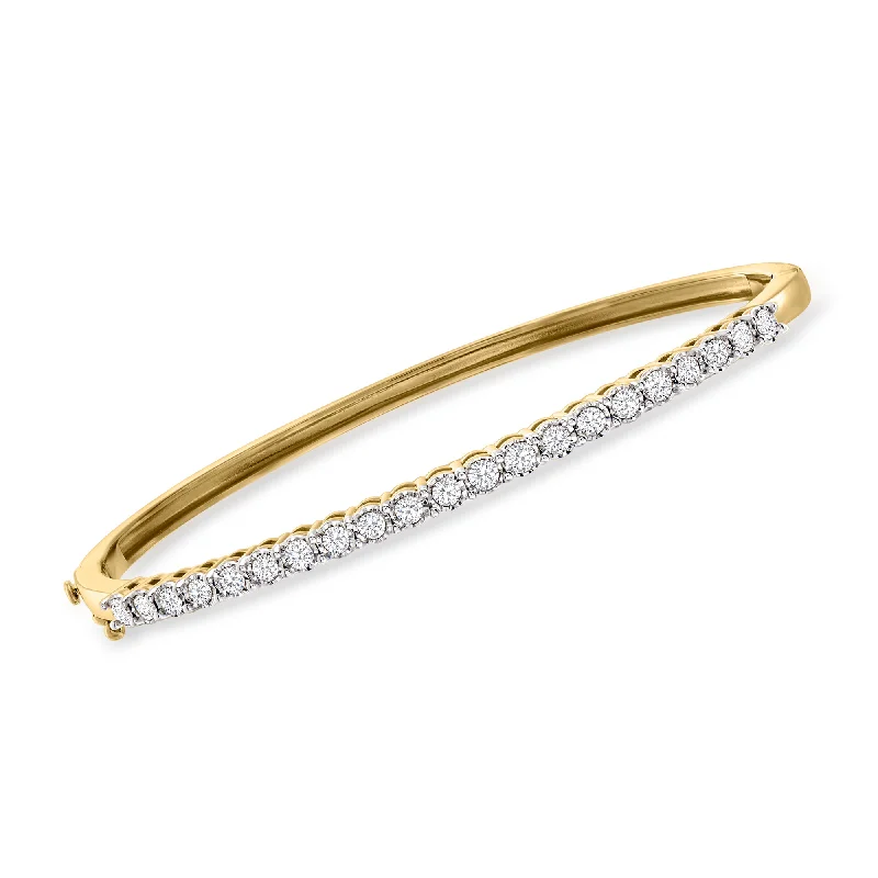 gold bangles for women -Ross-Simons Diamond Bangle Bracelet in 18kt Gold Over Sterling