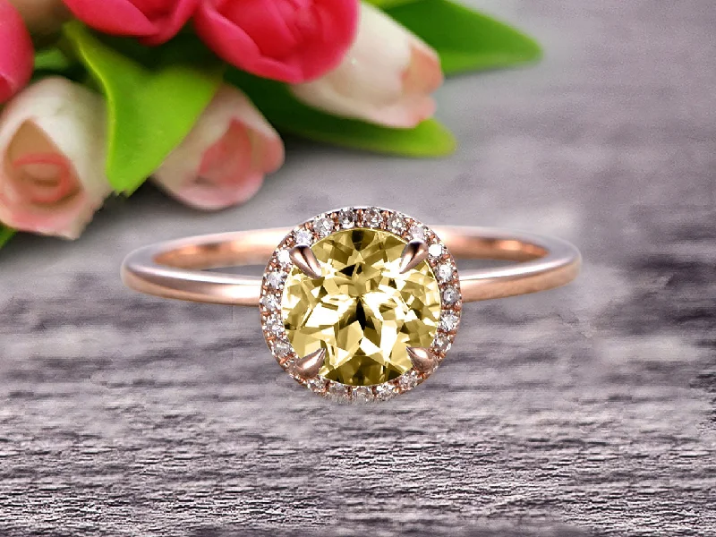 vintage style engagement rings -vintage style engagement rings -1.25 Carat Round Cut Champagne Diamond Moissanite Engagement Ring On 10k Rose Gold Halo Antique Design