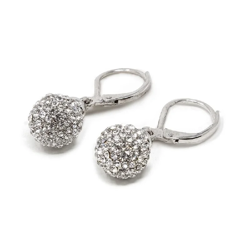 stud earrings for women -stud earrings for women -Rhodium Plated Crystal Ball Earrings