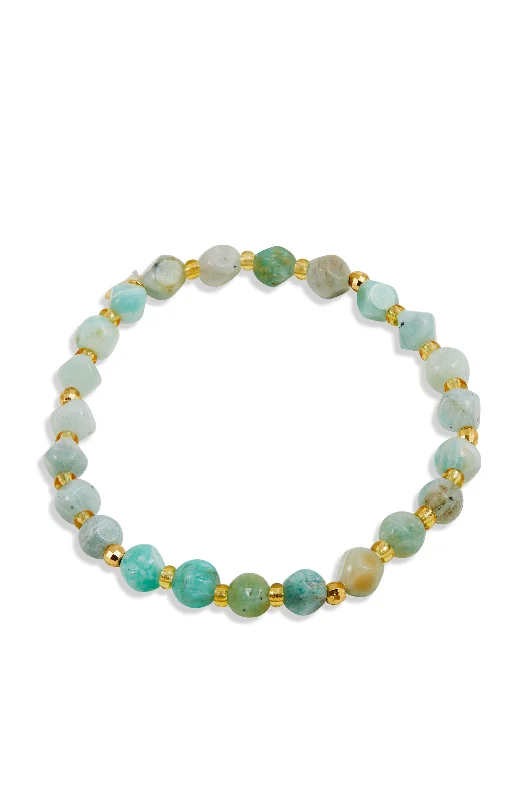 handmade charm bangles -Natural Amazonite Healing stone 6mm stretch bracelet