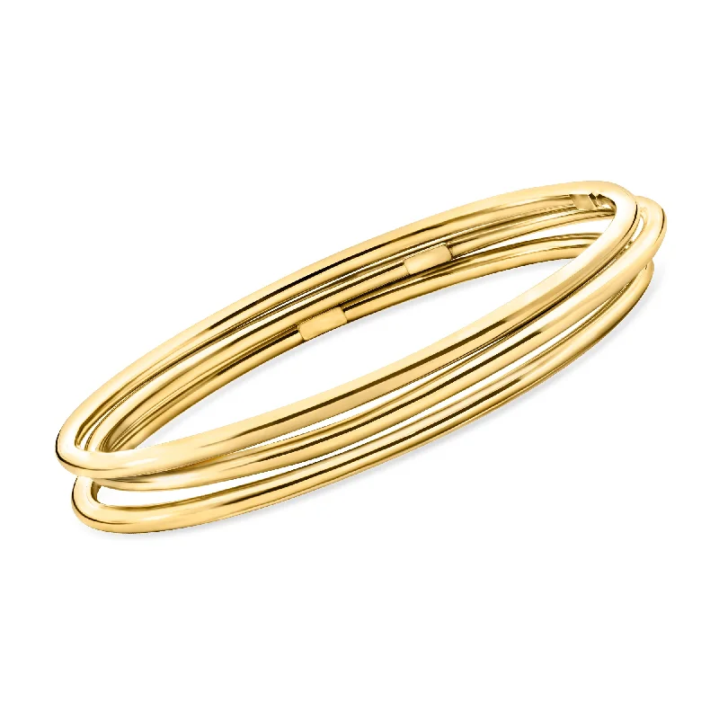 colorful bangles for women -Ross-Simons Italian 22kt Gold Over Sterling Jewelry Set: 3 Polished Bangle Bracelets