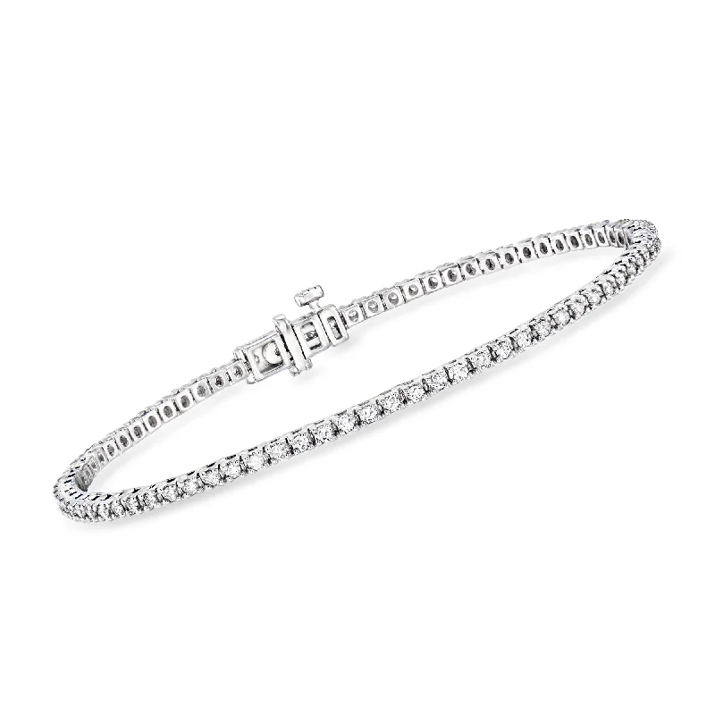 stylish cuff bracelets for women -Ross-Simons Lab-Grown Diamond Tennis Bracelet in Sterling Silver