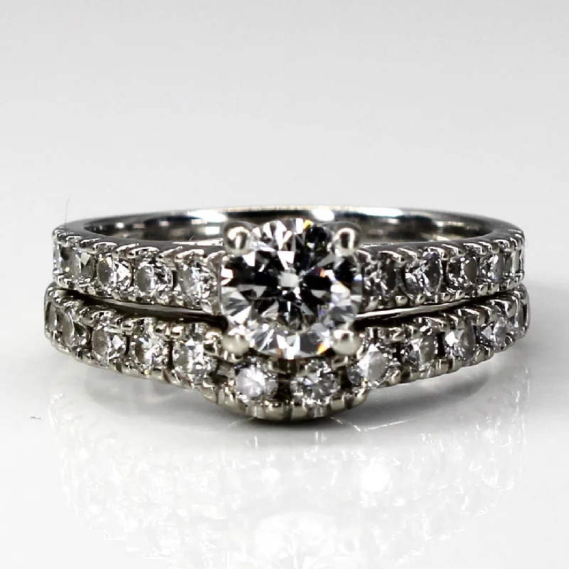 luxury bridal rings -Prong Set Diamond Engagement Ring Set | 1.01ctw | SZ 4.5 |