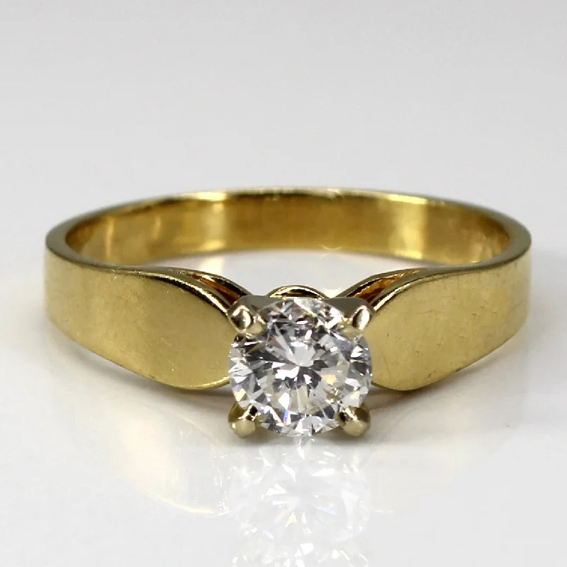 engraved rings for women -Offset Solitaire Diamond Yellow Gold Ring | 0.80ct I1 I | SZ 9.25 |