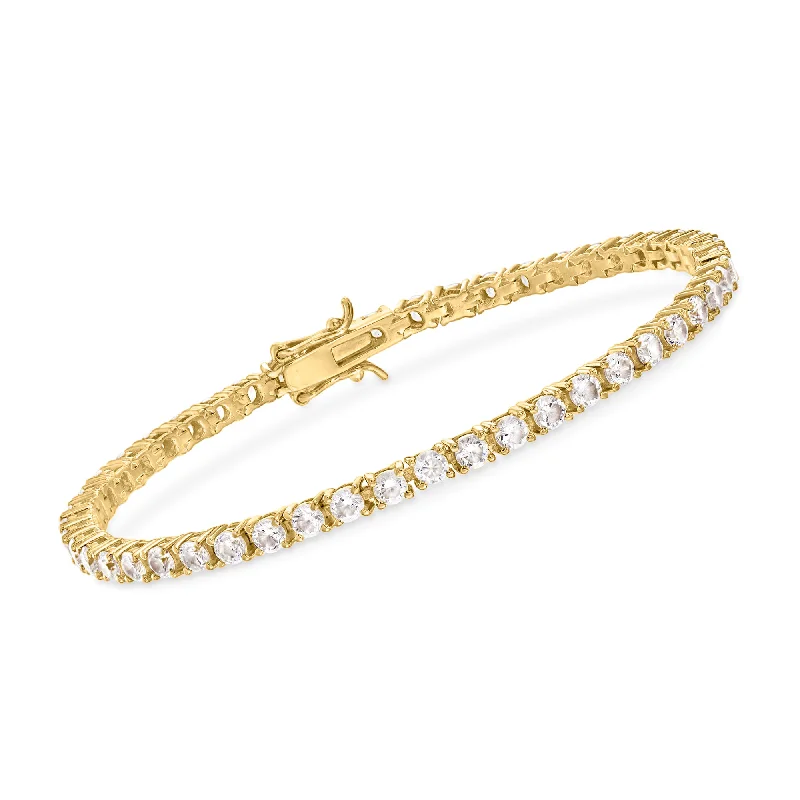 personalized bangles for women -Ross-Simons CZ Tennis Bracelet in 18kt Gold Over Sterling