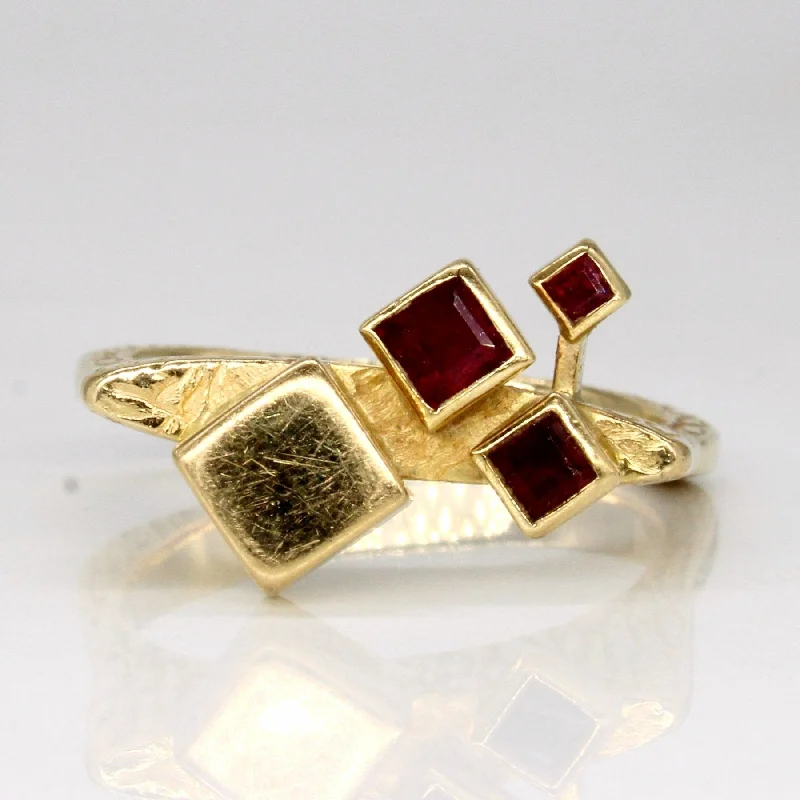 vintage style rings for women -'Cavelti' Abstract Ruby Ring | 0.37ctw | SZ 7.5 |