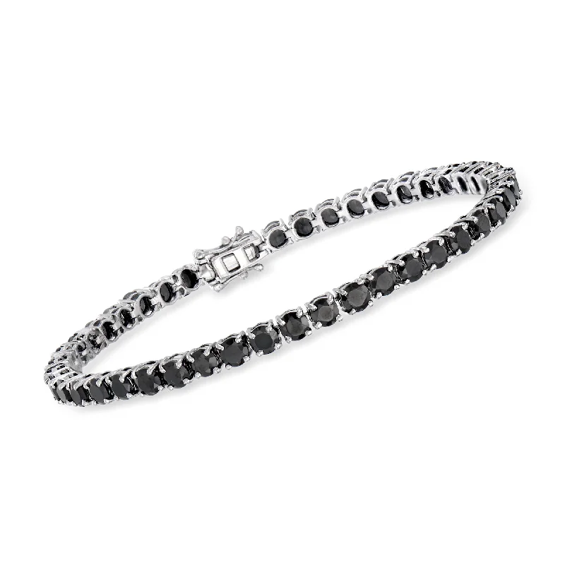 elegant bangles for women -Ross-Simons Black Spinel Tennis Bracelet in Sterling Silver