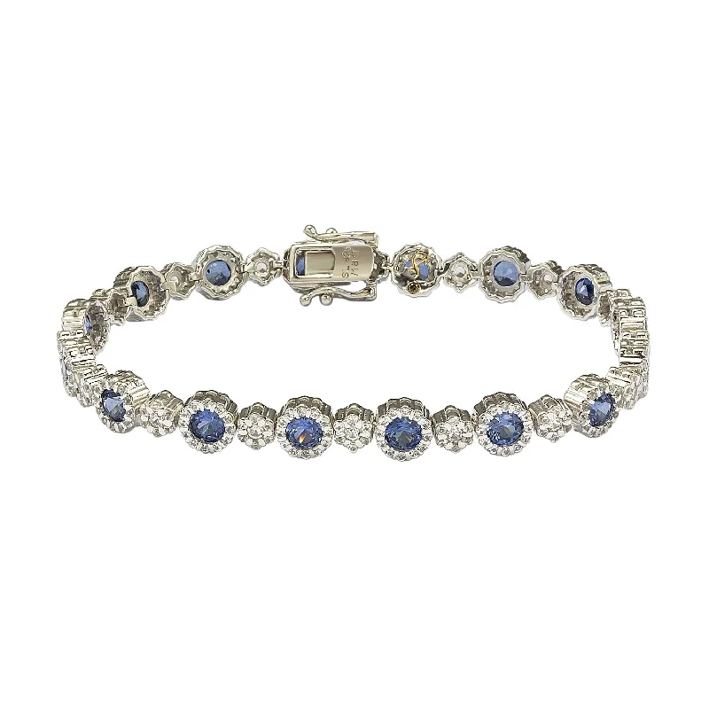 women’s adjustable cuff bracelets -Suzy Levian Sterling Silver Sapphire and Diamond Accent Bracelet