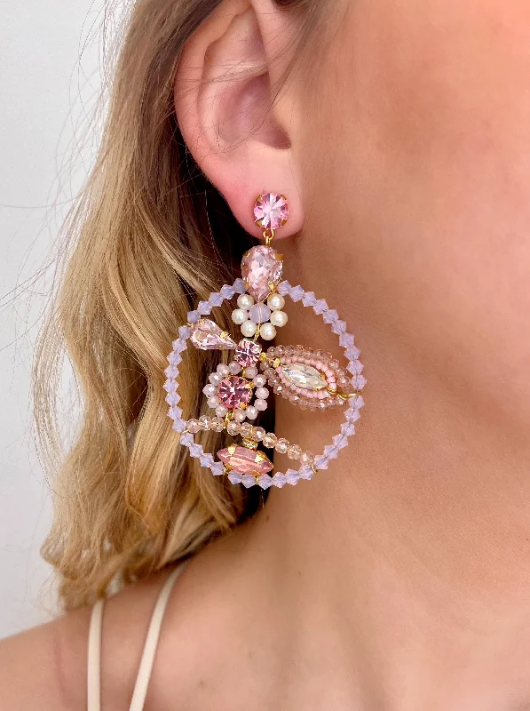 gemstone dangling earrings -bridal stud earrings for women -Light Pink Mini Beyonce Earrings