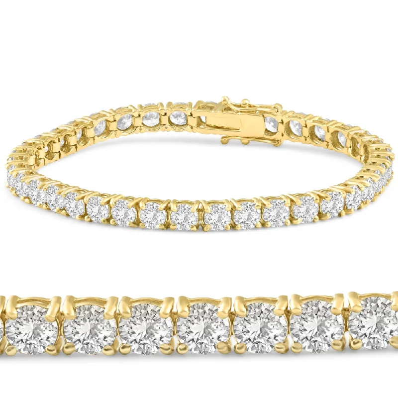 hand-crafted bangles -13 Ct. Round Cut Natural Diamond 14K Yellow Gold Round Cut Tennis Bracelet 7"