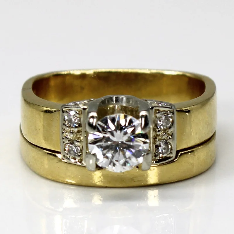 stackable diamond rings -Diamond with Accents Engagement Ring Set | 0.73ctw SI2 H/I | SZ 6.75 |