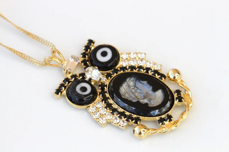 statement pendant necklaces for women -colorful necklaces for women -OWL NECKLACE