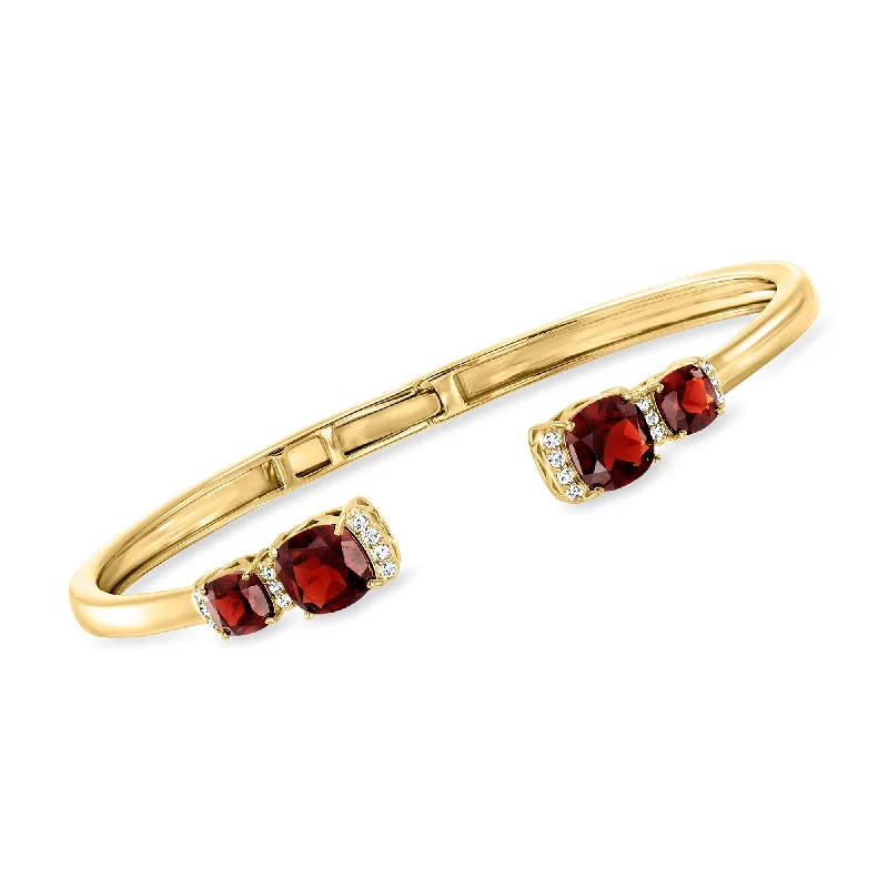 rose gold bracelet sets -Ross-Simons Garnet and . White Topaz Cuff Bracelet in 18kt Gold Over Sterling