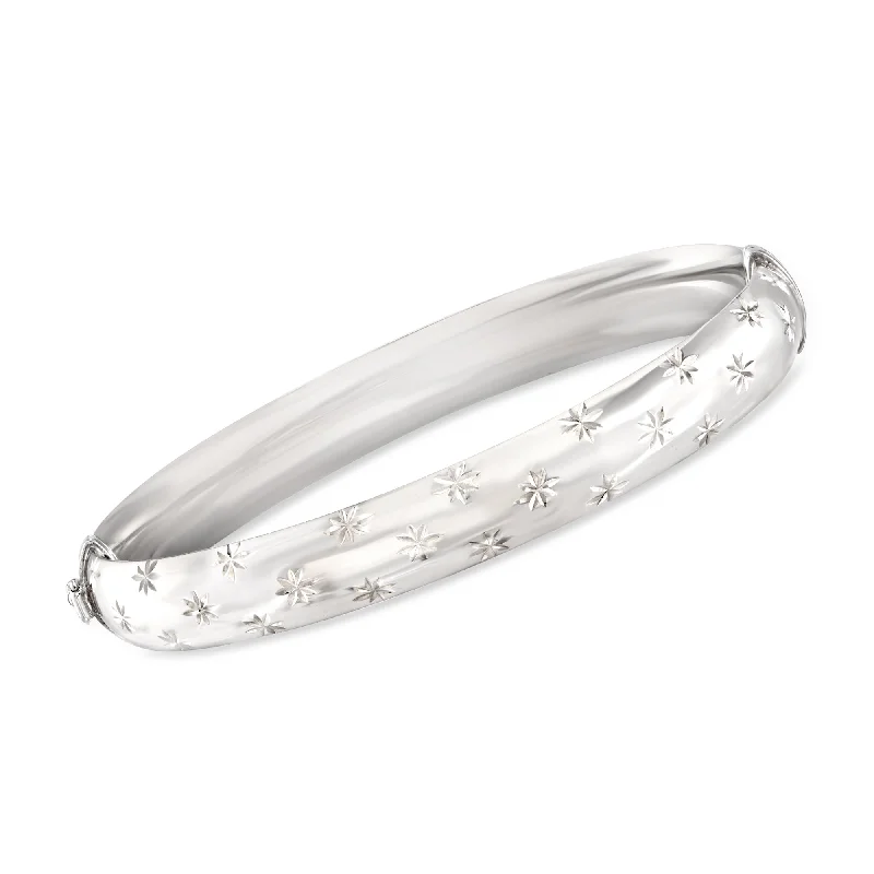 trendy bangle bracelets -Ross-Simons Diamond-Cut and Polished Sterling Silver Bangle Bracelet