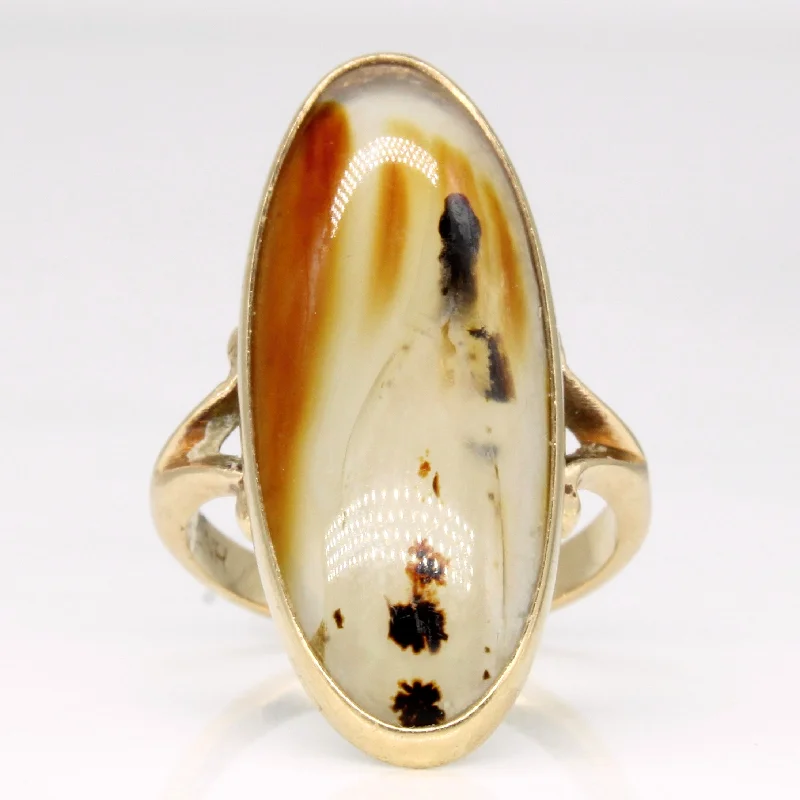 minimalist rings for women -10k Yellow Gold Agate Cocktail Ring | 7.50ct | SZ 4 |