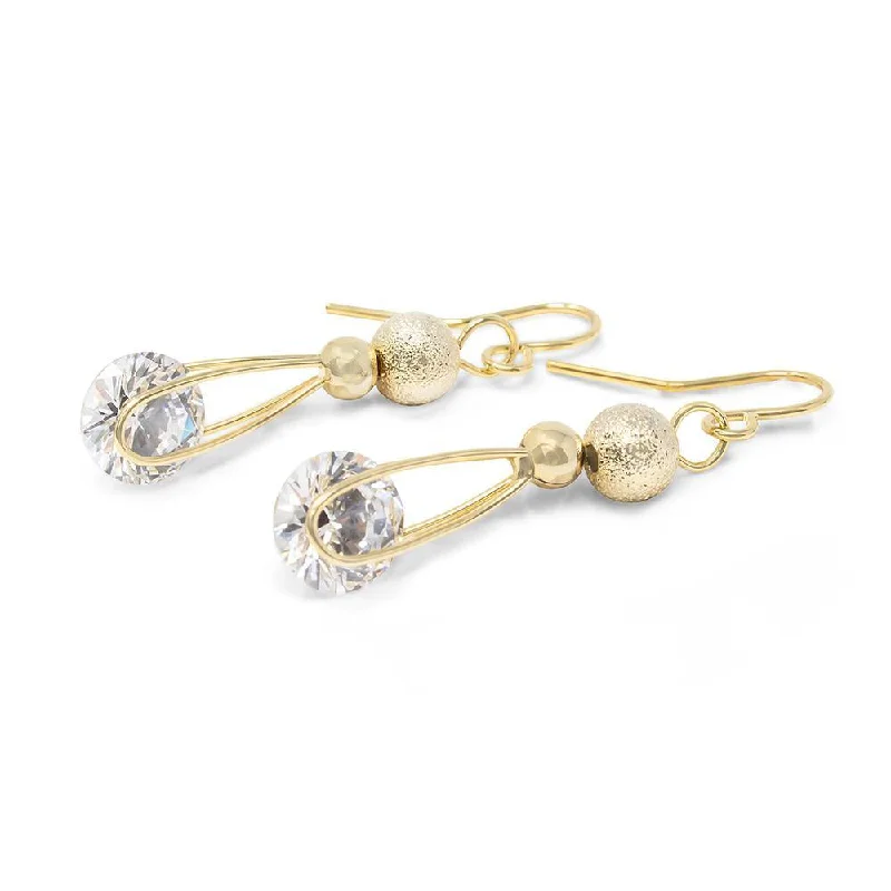 hoop earrings for women -hoop earrings for women -Gold Plated Single Cubic Zirconia Drop Earrings