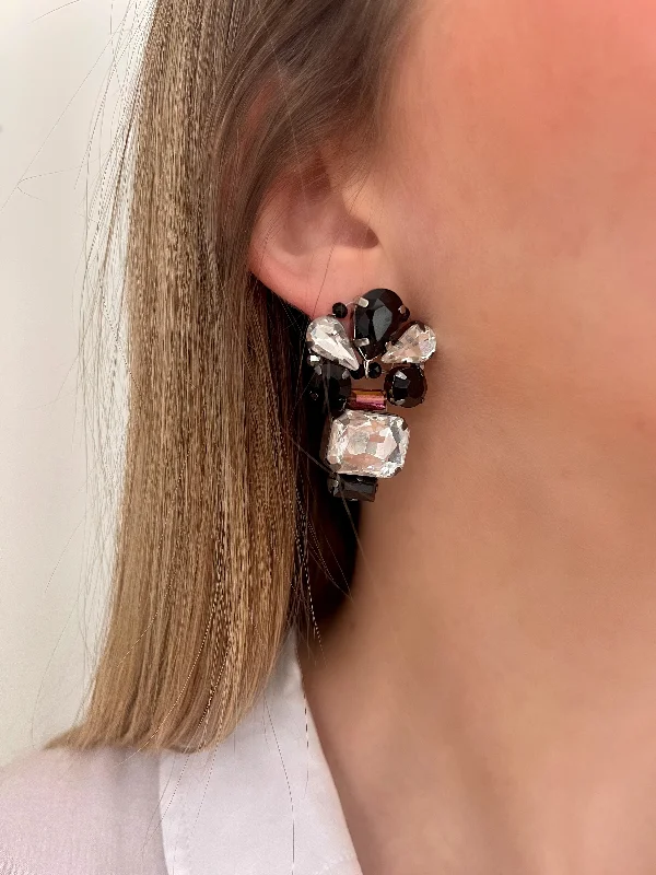 women’s vintage earrings -women’s vintage earrings -Black & Silver Aurora Earrings