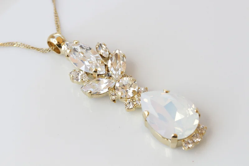 crystal necklaces for women -cute necklaces for women -BRIDAL OPAL NECKLACE