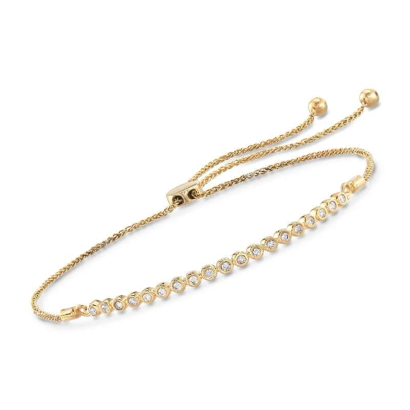 women’s tennis bracelets -Ross-Simons Bezel-Set Diamond Bolo Bracelet in 18kt Gold Over Sterling