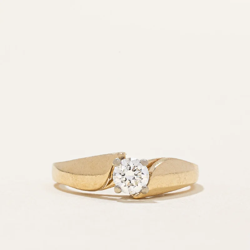 unique engagement rings -Canadian Diamond Solitaire Bypass 18k Ring | 0.35ct | SZ 5.25 |