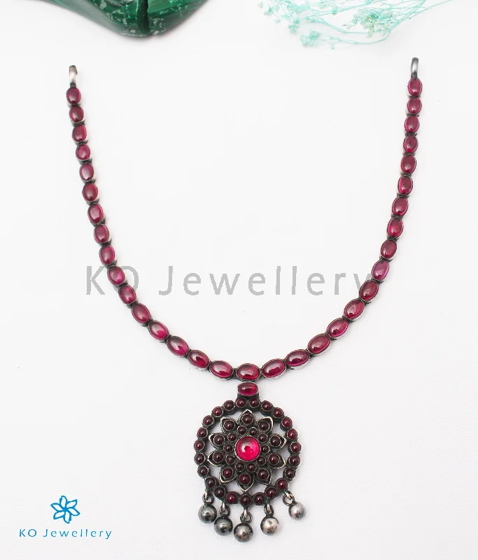 luxury necklaces for women -unique necklaces for women -The Anuttara Silver Kemp Necklace (Oxidised)