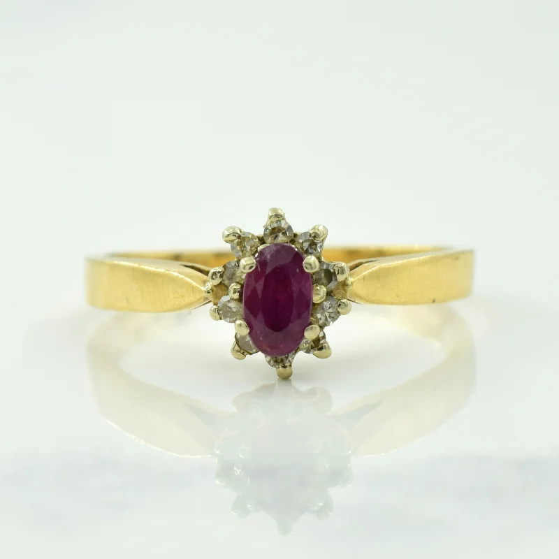 handmade rings for women -Ruby & Diamond Ring | 0.25ct, 0.10ctw | SZ 7 |