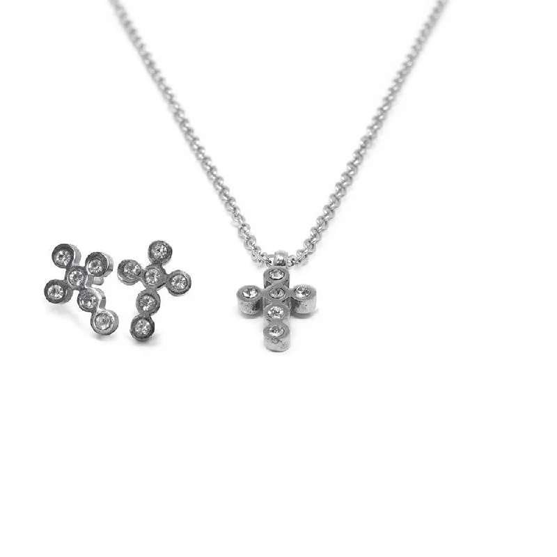 trendy earrings for parties -trendy earrings for parties -Stainless Steel Cross Necklace Earrings Set