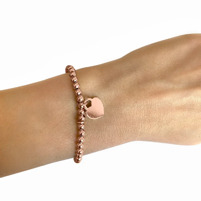 beaded bangles for women -Adornia Ball Bead Bracelet rose gold